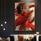 Абстрактное красное платье для женщин, плакаты и принты на холсте, картина, Современная Скандинавская Настенная картина для гостиной, домашний декор