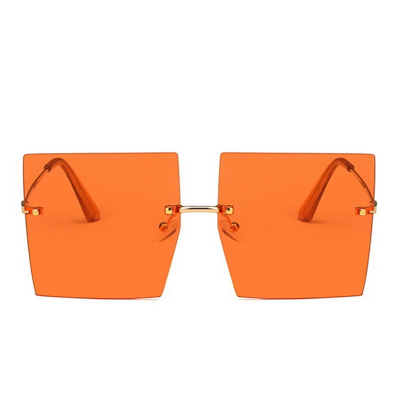 

Oversize Square Women Sunglasses Luxury Brand Alloy Mirror Sun Glasses Rimless Female Eyeglasses Shades Uv400 Mirror Lens MM160