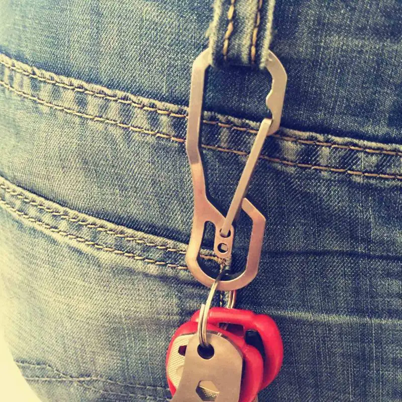 

1Pcs Outdoor Climbing Stainless Steel Safety Hook Keychain Button Keyring Holder Carabiner Hiking Travel Kit Tools