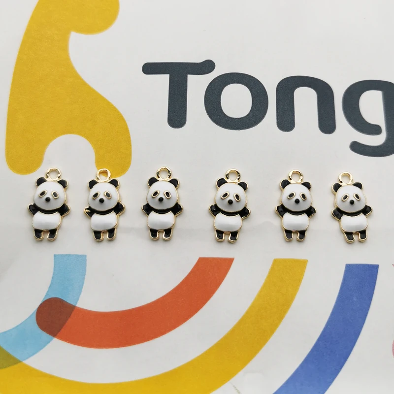 10 шт. кавайные эмалевые панды серьги подвески шармы животные плавающие подходят