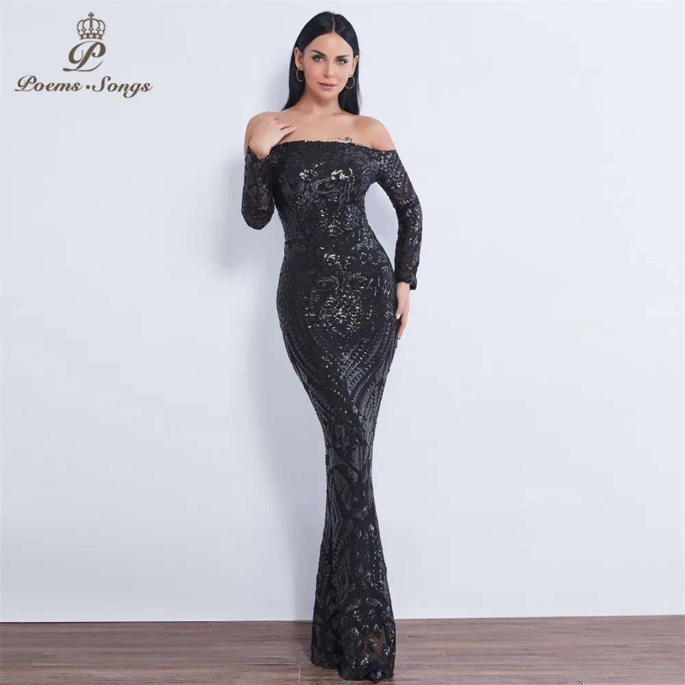 Новинка, вечернее платье с длинным рукавом и блестками, vestido de festa, официальное платье русалки, vestido de noche robe de soiree, платье для выпускного вечера