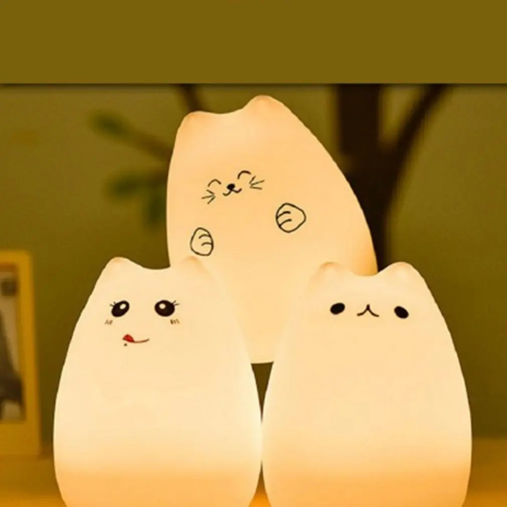 Креативный светодиодный милый умная кошка батарея Ночной светильник украшение