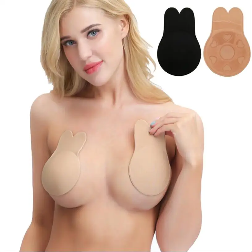 

Women Push Up Bras For Self Adhesive Silicone Strapless Invisible Bra Reusable Sticky Breast Lift Up Tape Kawaii Rabbit Bra Pads