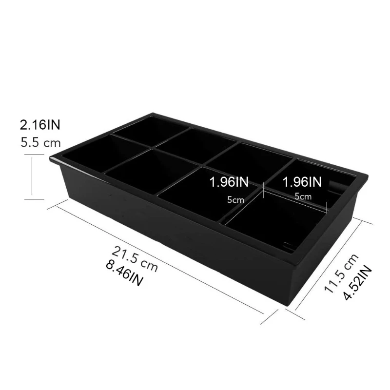 

8-Grids Square Ice Cube Tray Mould Ice Cubes Silicone Mold DIY Ice Cream Making Mould Jelly Maker for Whiskey Cocktails