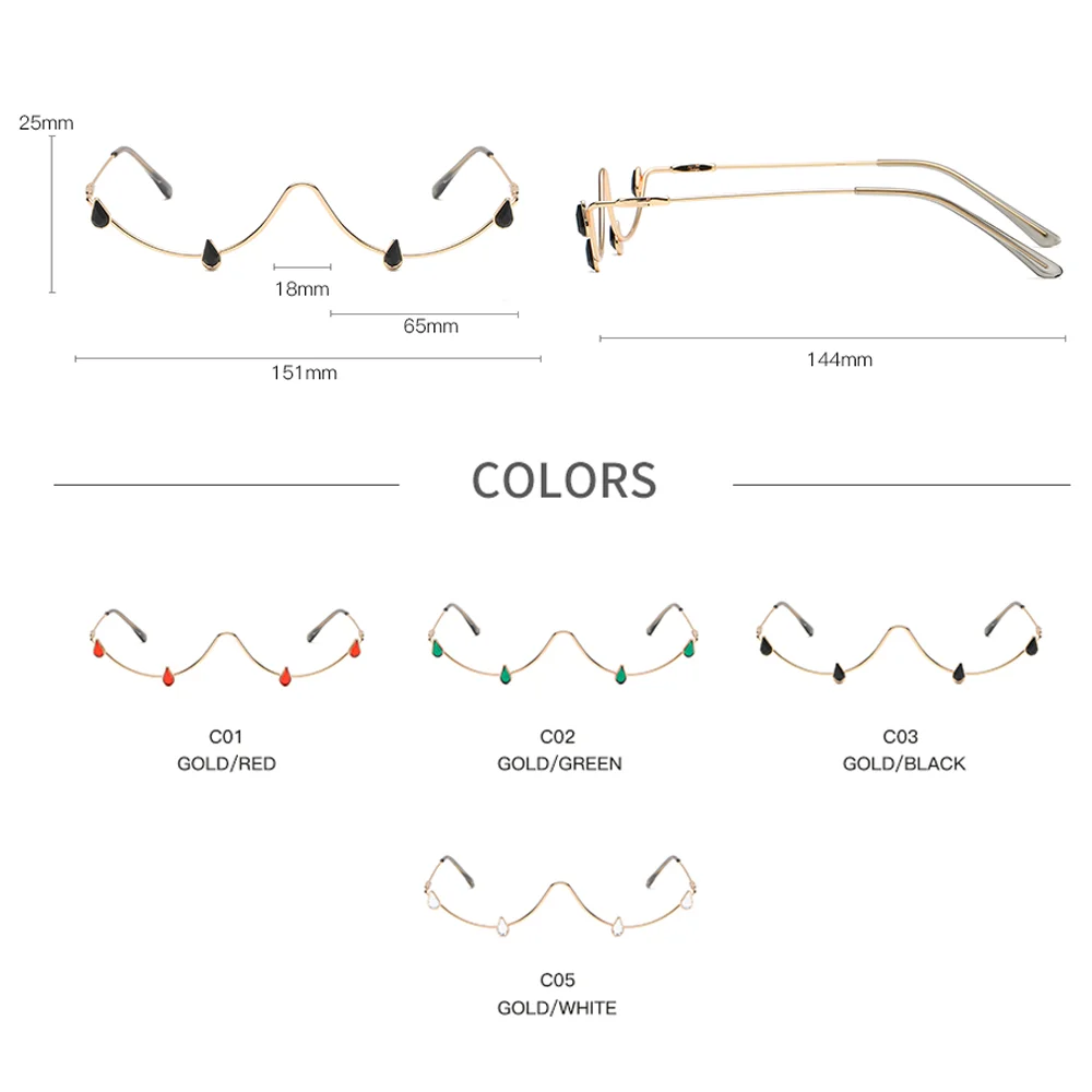 

YAMEIZE Rhinestone Eyeglasses Frame Diamond Glasses Frames Fashion Steampunk Sunglasses Decoration Half Frame Luxury Eyewear