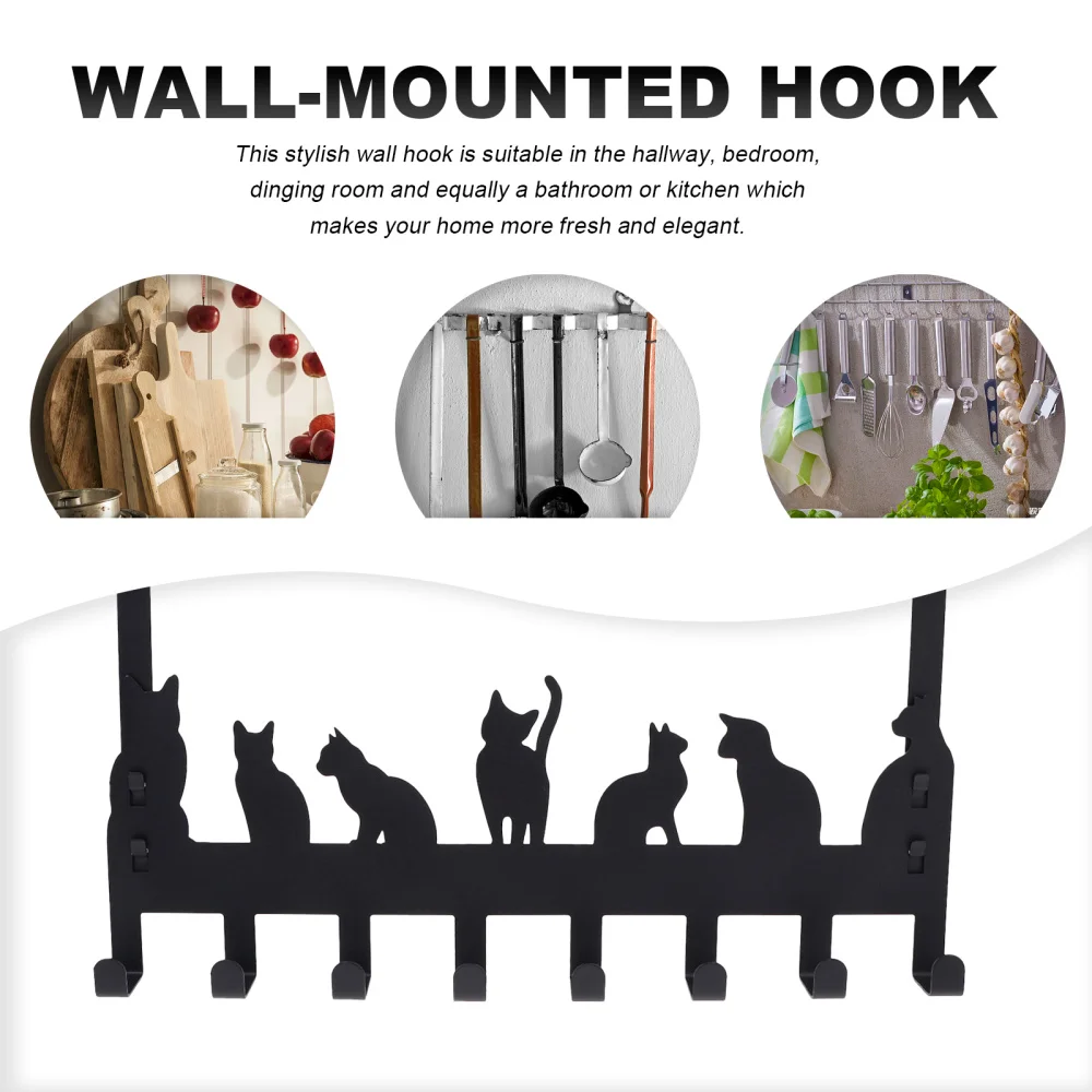 

1Pc Household Storage Hook 8-hook Hat Hanger Wall-mounted Hanger (Black)