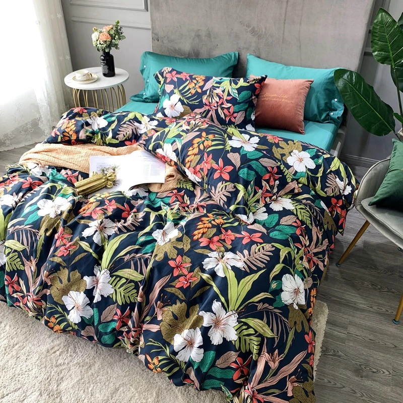 

Pastoralism Style Long Stapled Cotton Bedding Set Slap-up Naked Sleep Duvet Cover Sheet Comfortable PillowCase King Queen 4PCS