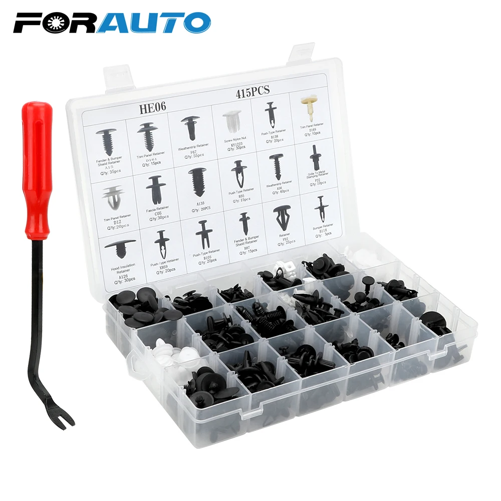 FORAUTO 415 шт./компл. Авто Крепеж заклепки отделка бампер зажим пластиковая пряжка