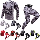 Мужской компрессионный спортивный костюм для бега, быстросохнущие колготки, рубашка с длинным рукавом и 3D принтом, облегающие брюки, мужской спортивный костюм для тренировок в тренажерном зале