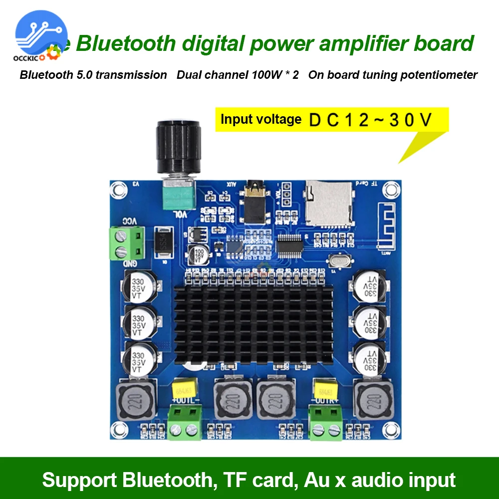 XH A105 Bluetooth 5 0 TDA7498 цифровой усилитель плата 2x100 Вт стерео аудио модуль поддержка tf