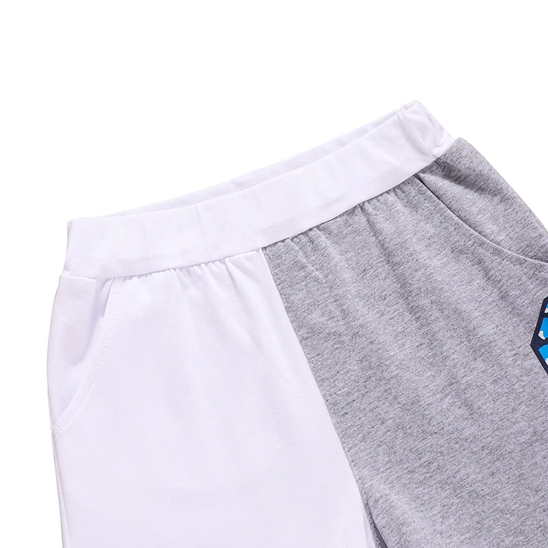 

Summer fashion boy suit splicing short sleeves + shorts Western style two sets of children's leisure suit