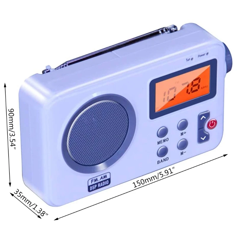 

Outdoor LCD Display Portable Radio Earphone Port DAB Digital AM FM Stereo Home