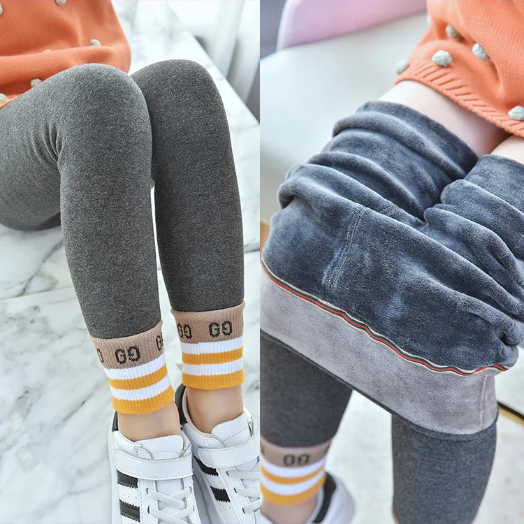 Новые зимние детские спортивные обтягивающие теплые плотные леггинсы с