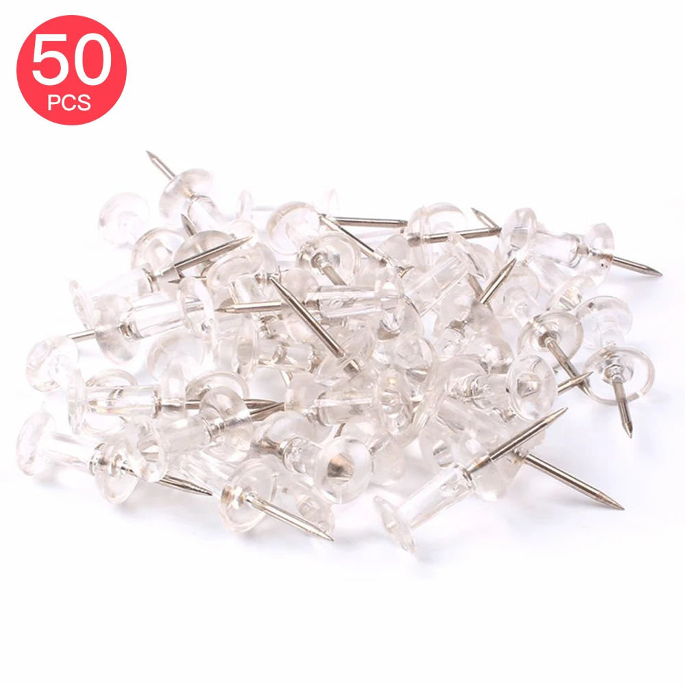 

Thumb Tacks Marking Pins 50pcs Push Pins Transparent Plastic Head with Metal Point Wall Tacks Pins for Bulletin Board Cork Board