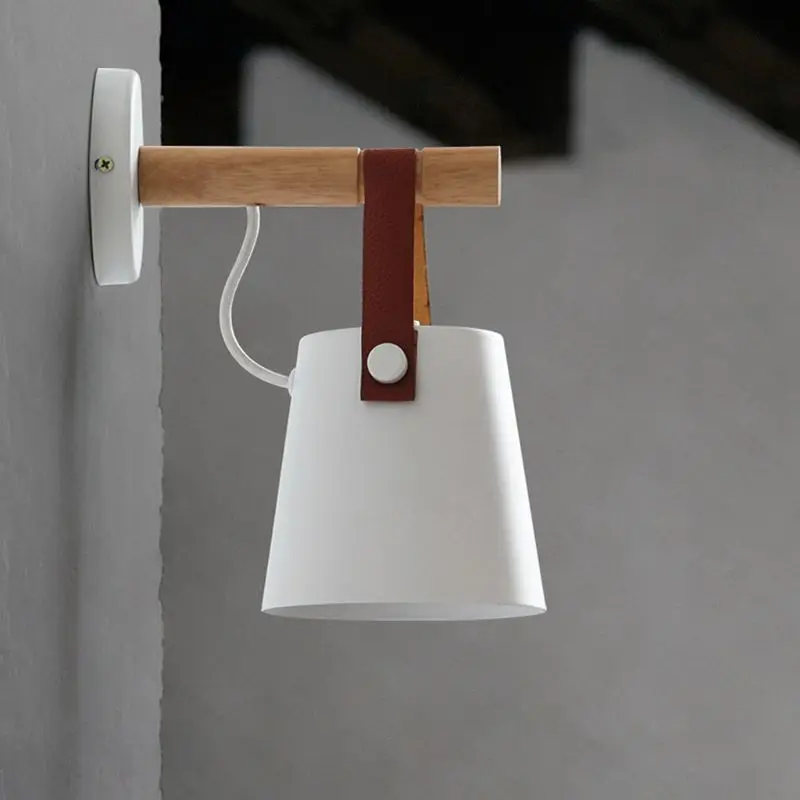 

2021 New Nordic LED Wall Lamp Wood Hanging Sconce Modern Bedside Light For Living Room Restaurant