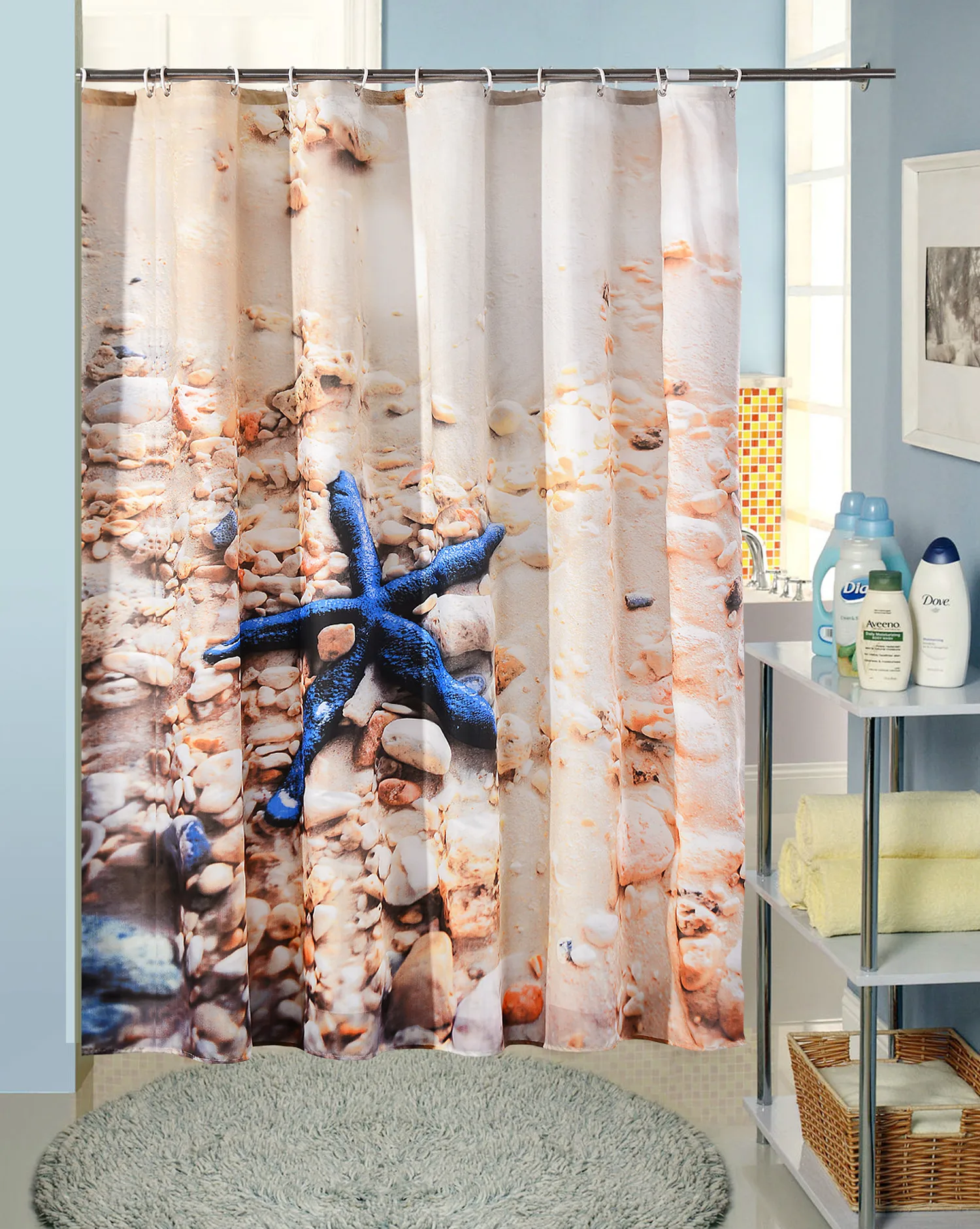 

Shower Curtain Blue Starfish Pattern Hotel Waterproof Hanging Cloth Printing Curtains for Bathroom 3JL564Jarlhome
