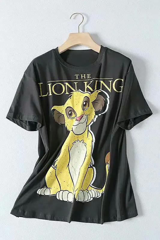 PUWD2019 мультфильм лев Король Simba печать свободная футболка с короткими рукавами женская одежда для пар 7504033