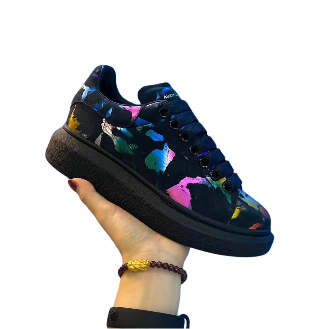 

men sale causal shoes spring and fall lace-up fashion women leather print comfortable shoe mens womens outdoor with box