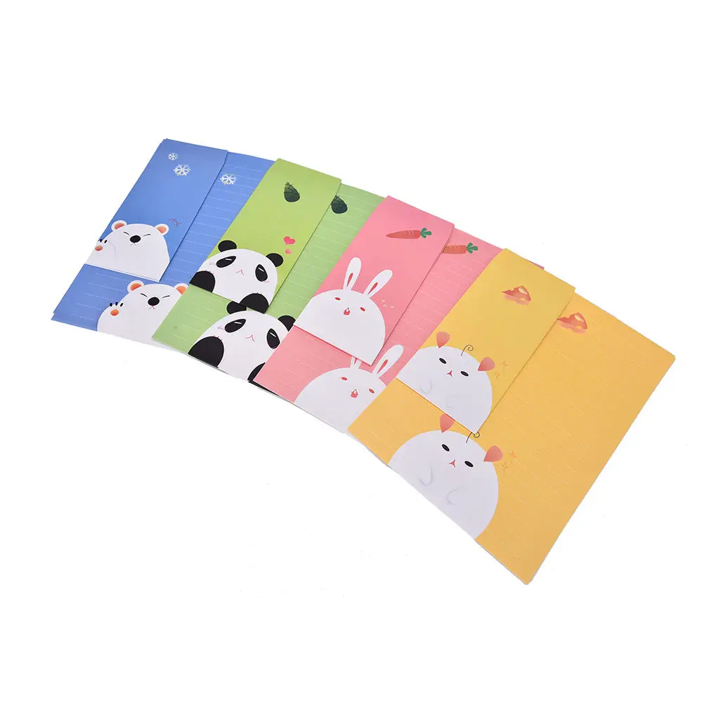

6sheets Writing paper + 3sheets Creative Vintage Animal Rabbit Bear design DIY Multifunction Kraft paper Tag Letter Envelope