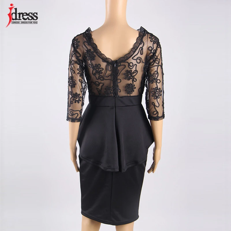 Платье iDress с реальным фото женское сексуальное черное платье круглым вырезом и