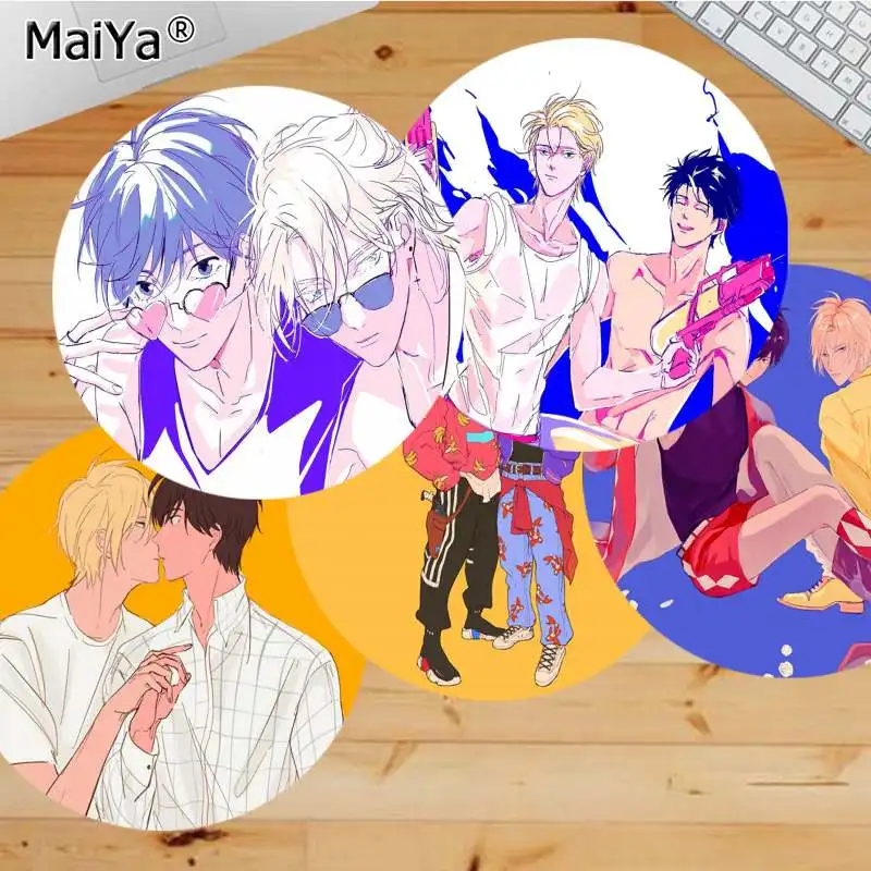 

Babaite Funny Japan Anime Banana Fish Laptop Computer round desk pads Mousepad Anti-Slip Laptop PC Mice Pad Mat gaming Mousepad
