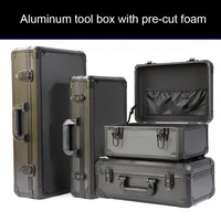 aluminum box toolbox fishing bow and arrow storage box pulley portable pull rod box storage aluminum box with pre cut foam