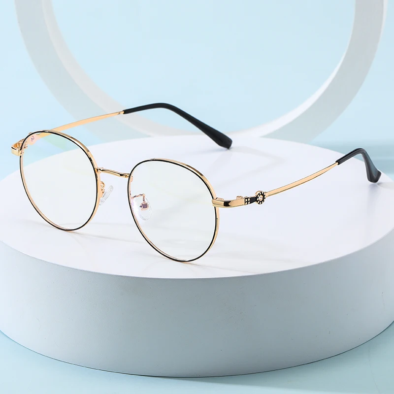 

LAMOFUR Vintage Round Women's Glasses Frame Men Metal Optical Eyeglasses 2021 Fashion Transparent Spectacles 54C-225