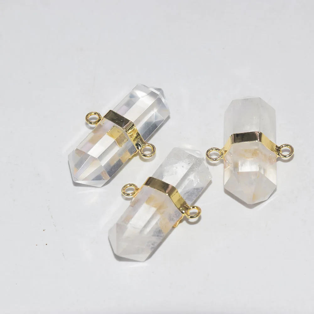 Кристалл кварца пуля кулона для ожерелье из натурального камня Белый Crystal clear