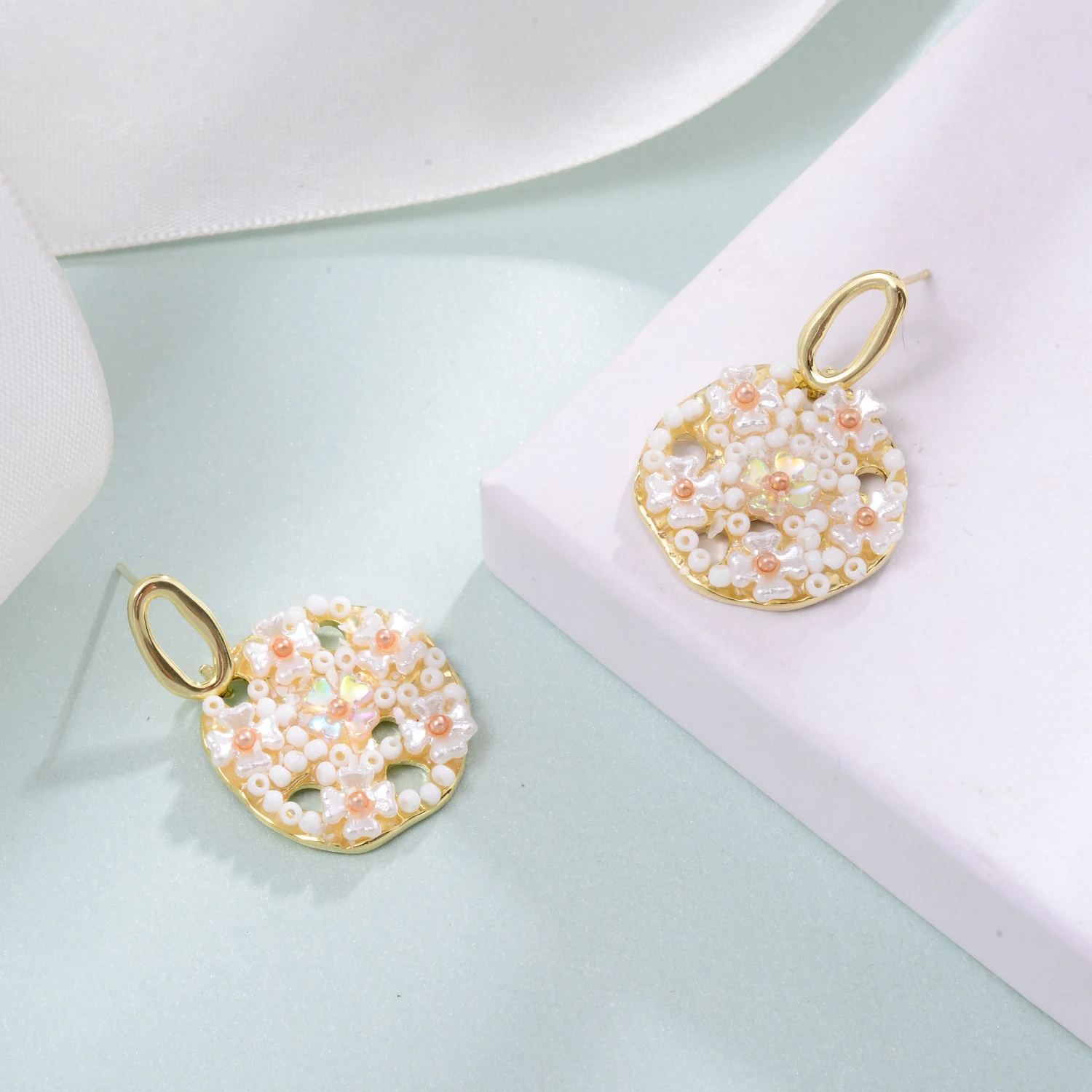 Женские серьги-подвески золотого цвета круглая серьга-подвеска из натурального