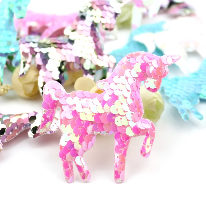 16 шт. 7*8 5 см красочные блестки с единорогом мягкая аппликация для одежды сделай