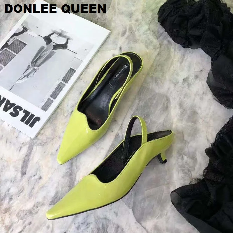 Модные весенние босоножки с ремешком на пятке Женские туфли лодочки Обувь острым