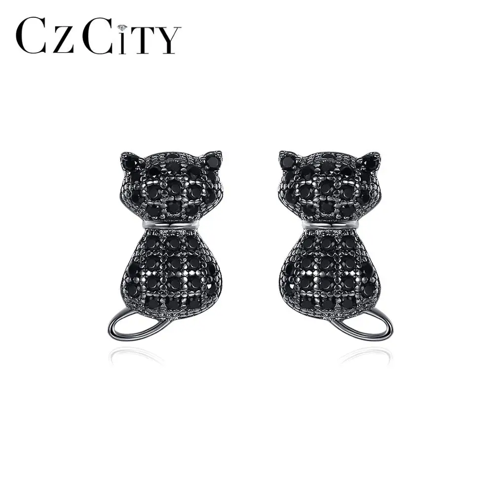CZCITY 925 стерлингового серебра серьги со шпилькой для женщин девочек милые белые
