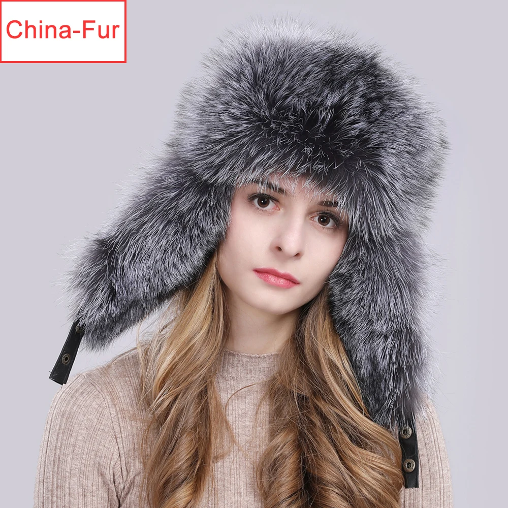 2020 Лидер продаж на открытом воздухе 100% из натурального меха лисы шапка ушанка