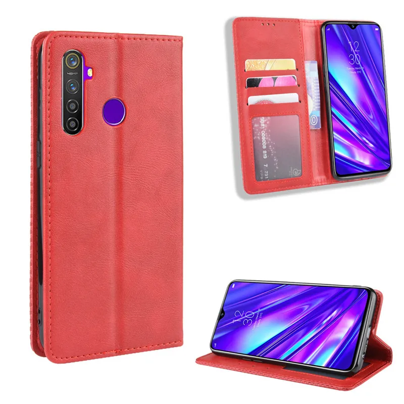 Realme 5 Pro чехол для Oppo Realme 5 Бумажник Флип Стиль Винтаж кожаный чехол для задней панели телефона чехол для Oppo Realme Q Realme5 с фоторамкой