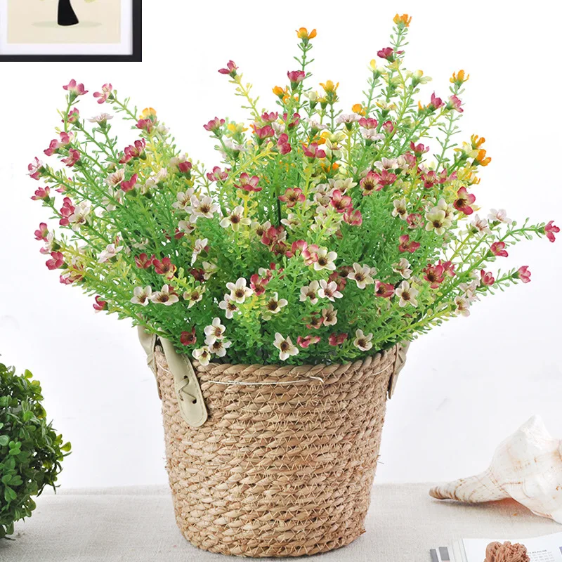

7 Forked Impatiens Grass All Over Sky Star Grass Simulated Flower Wedding Scene Layout Bride Holding Flowers Home Decoration