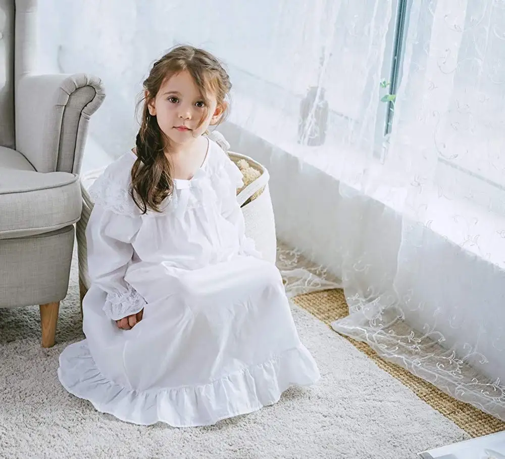 Baby Girl Clothes Princess Nightgown Long Sleeve Sleep Shirts Nightshirts Pajamas Christmas Dress Sleepwear kids for 3-12 Years