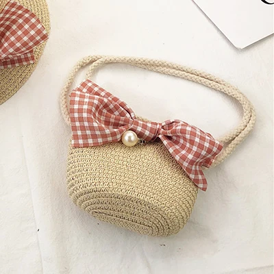 Bowknot - B Летние соломенные сумки ручной работы; Детские Сумки на одно плечо; Изысканные детские сумочки для монет с героями мультфильмов; Милые сумочки для принцесс - Цвет: Bowknot - B