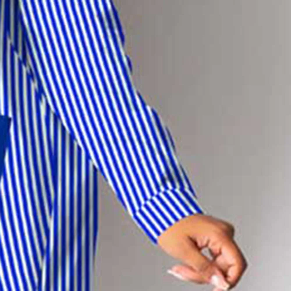 Асимметричные полосатые миди платья с длинным рукавом свободный стиль уличная