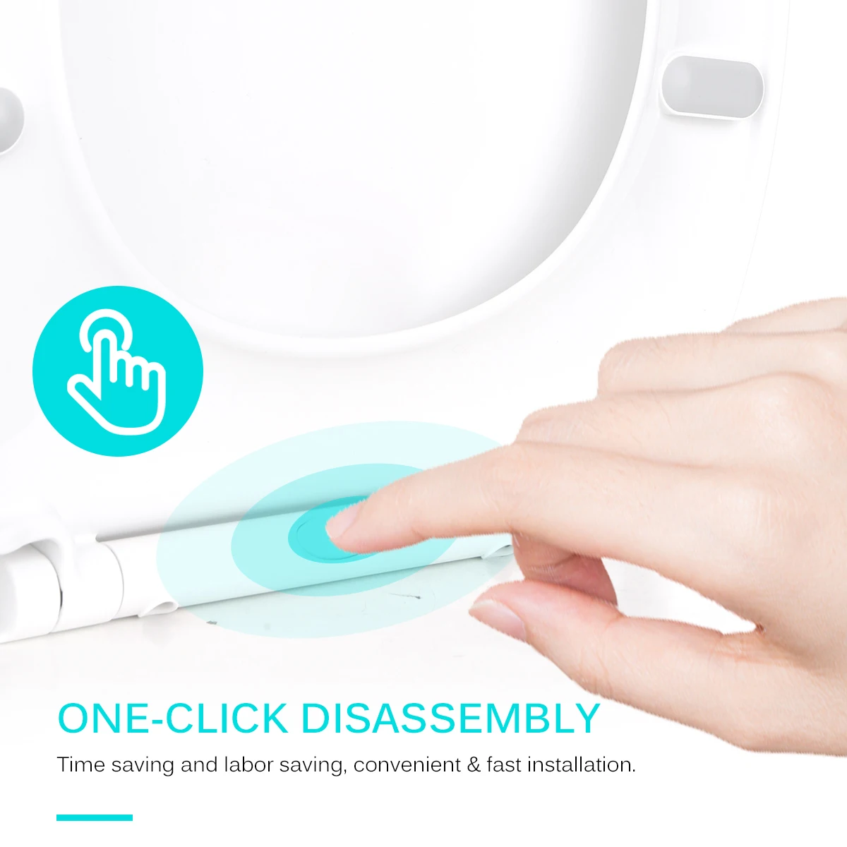 

KKmoon Thickened O-shaped Toilet Lid PP Universal Toilet Cover Slow Down One-Click Installation Toilet Seats Cover P2004