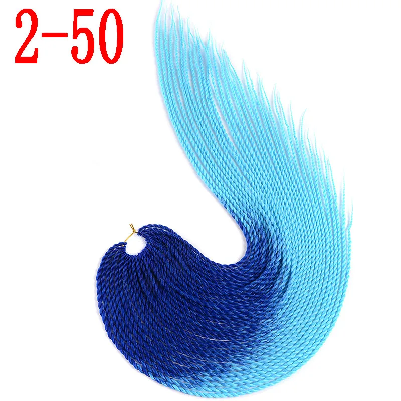 2-50 MERISIHAIR Ombre Сенегальские крученые волосы на крючках косички 24 дюйма 30 корней/упаковка синтетические косички волосы для женщин серый, синий, розовый, бро - Цвет: 2-50