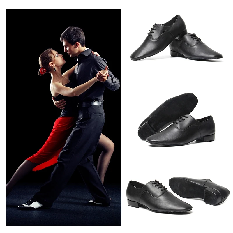 SWDZM Men Ballroom Latin Dance Shoes Black Latin Shoes Plus Size Low Heel Tango Professional Practice dancing shoes for Boys