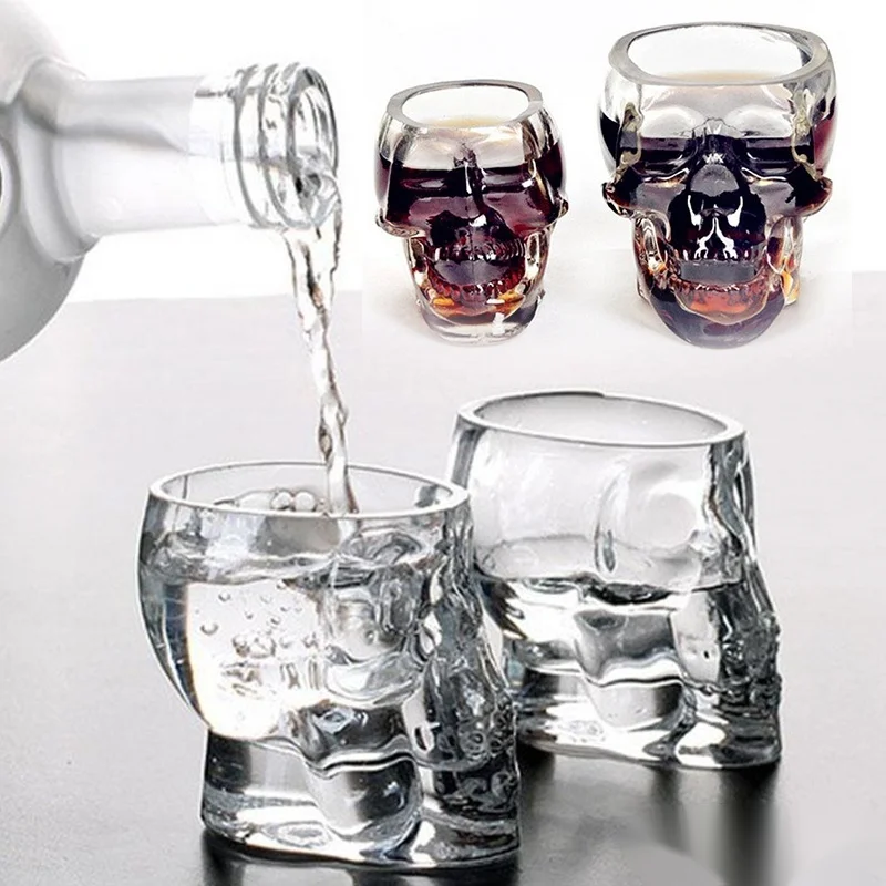 Glass Cup Skull Head Shot For Cocktail Crystal Whiskey Vodka Mug Wine Mini Bones Barware Drinking Ware Glasses copo