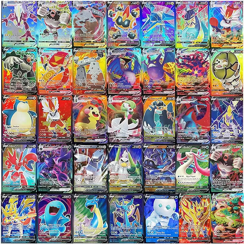 Cartas de Pok&eacute;mon V VMAX versi&oacute;n en ingl&eacute;s, cartas brillantes de Pok&eacute;mon, colecci&oacute;n de juegos, Booster Box, juguete para ni&ntilde;os, 100 Uds.-1