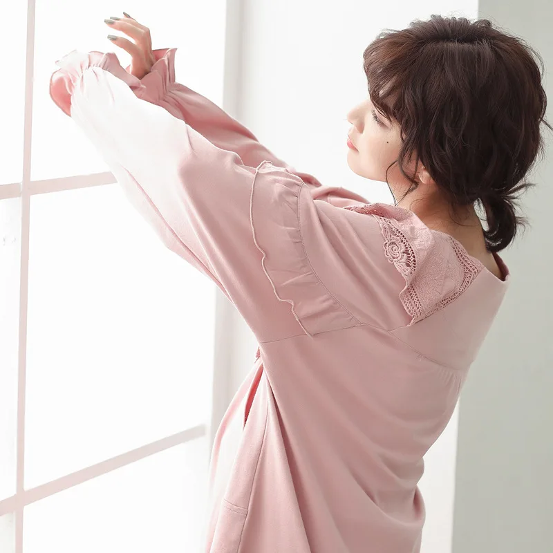 Пижама для беременных Модная хлопковая одежда кормления кружевная домашняя