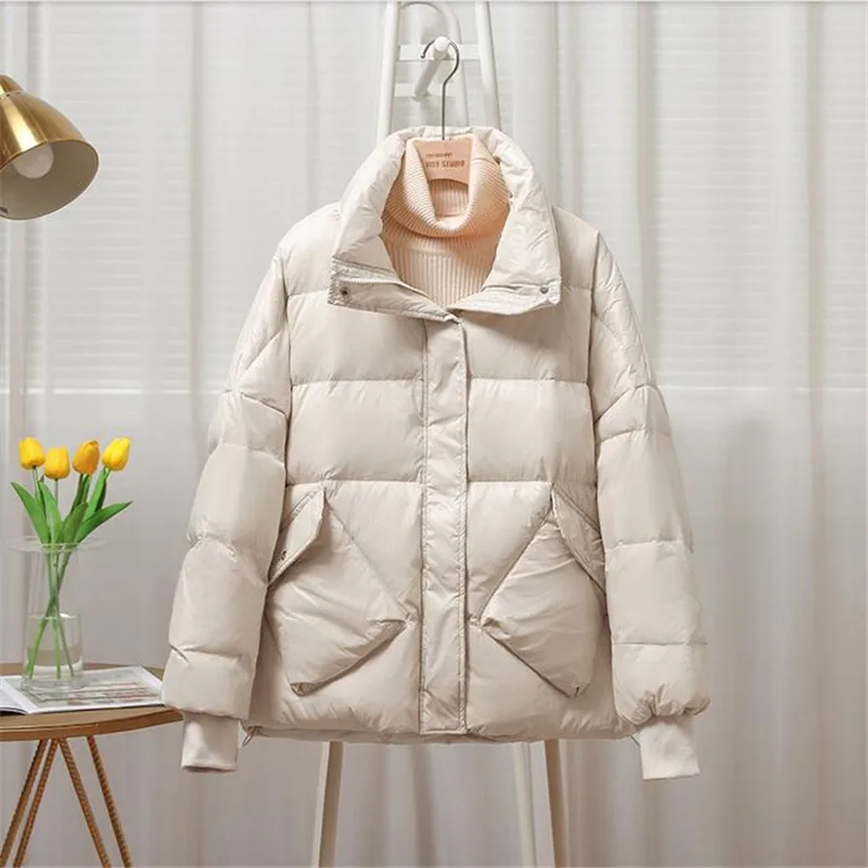 Женский однотонный пуховик свободная куртка в Корейском стиле короткая парка