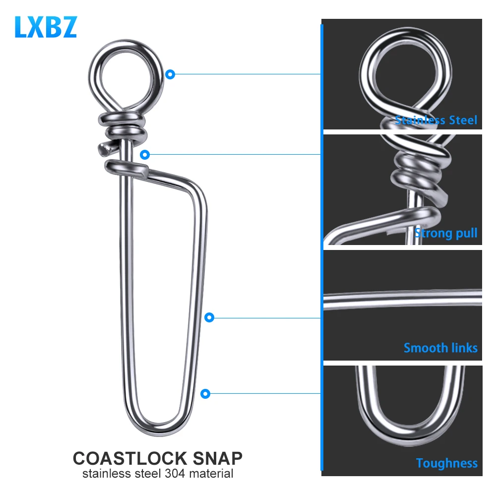 100 шт оснастка Coastlock рыболовная баррель вертлюжная безопасная защелка 17 мм 46