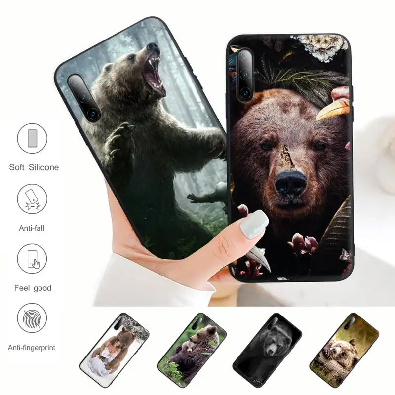 

Hot Selling Brown Black Bear Black Silicone Mobile Phone Cover Case For Samsung Galaxy S9 S10 S20 S21 S30 Plus Ultra S10e S7 S8