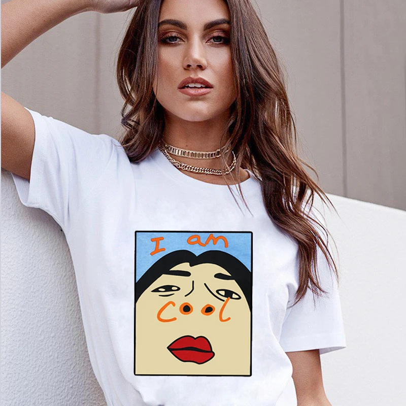 Женская футболка с коротким рукавом принтом и надписью | одежда