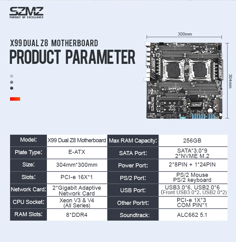 Bestellen SZMZ X99 Dual CPU Sockel LGA 2011-3 Motherboard Set Mit E5 2678V3 Und 8*8gb DDR4 2400MHZ ECC REG RAM