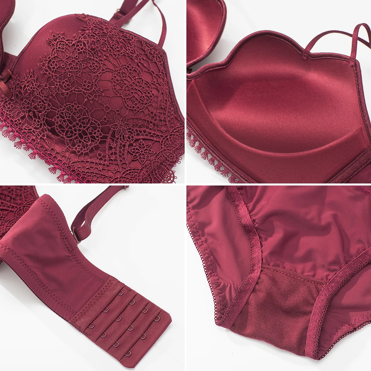 Женские хлопковые трусики Бралетт Roseheart красно зеленые с кружевной отделкой